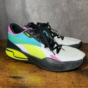 Puma‎ Court Rider SWxP 377420-01 Men's US 9.5 Shoes White Yellow Alert Sneakers